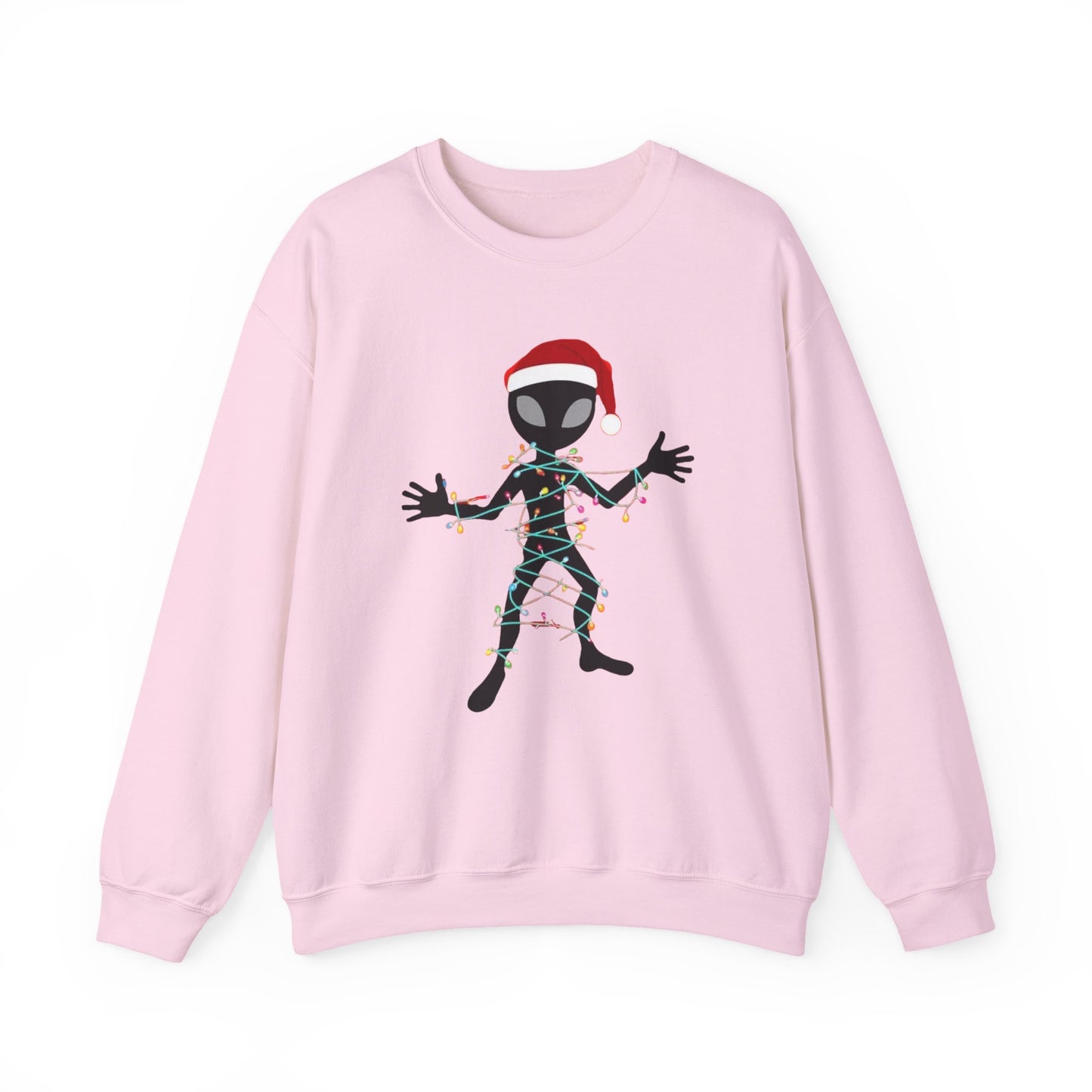 Alien Wrapped in Christmas Lights Sweatshirt — Holiday Ugly Sweater Tee