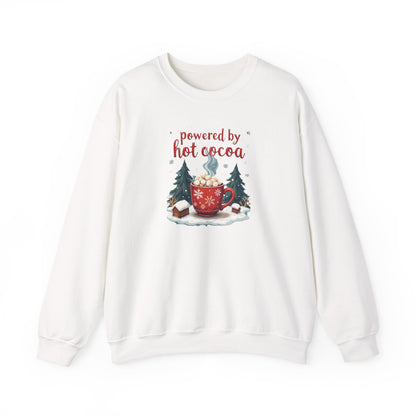 Crewneck Sweatshirt - "Powered by Hot Cocoa" Winter Graphic