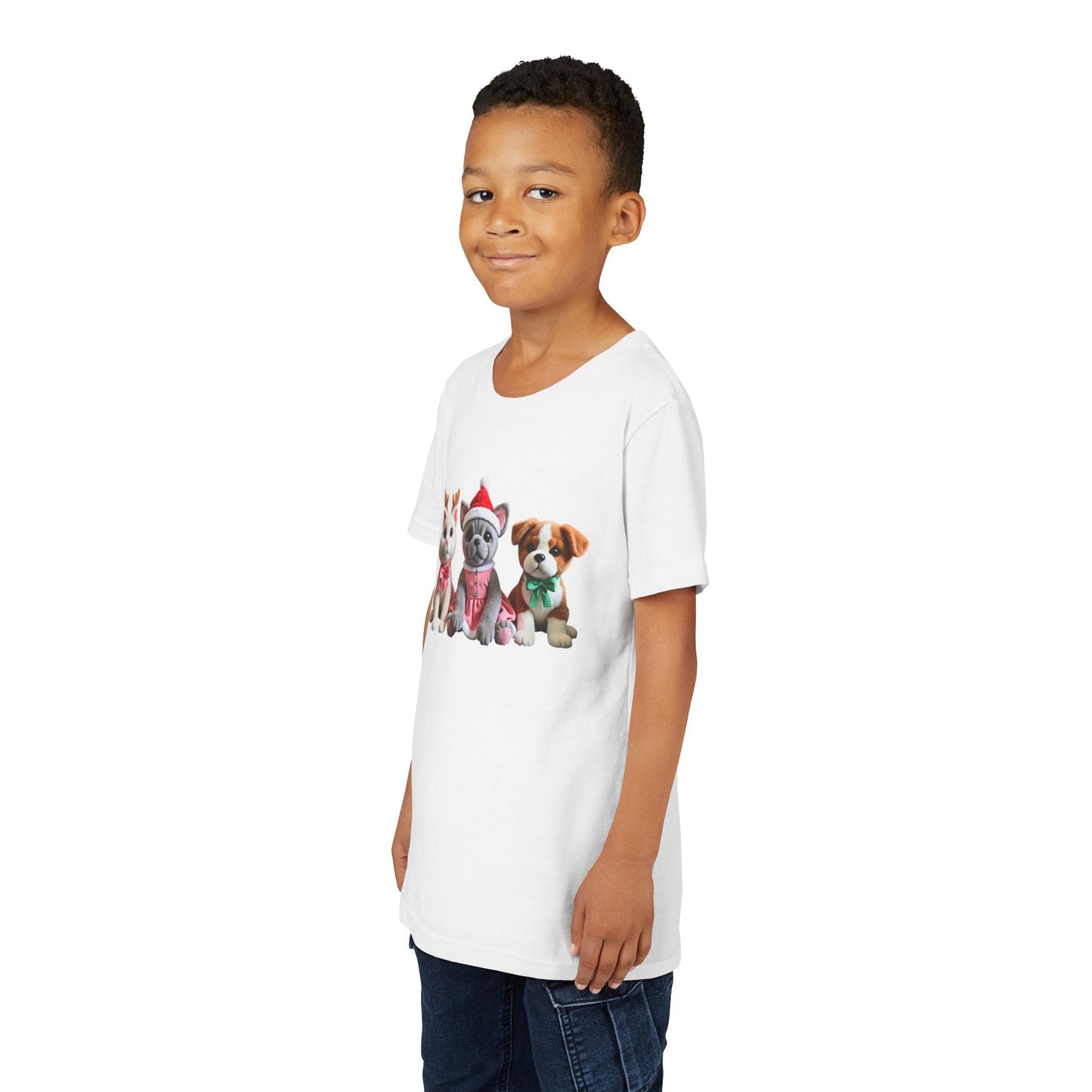 Kids Christmas Puppy Tee — Cute Festive Dogs in Santa Hats