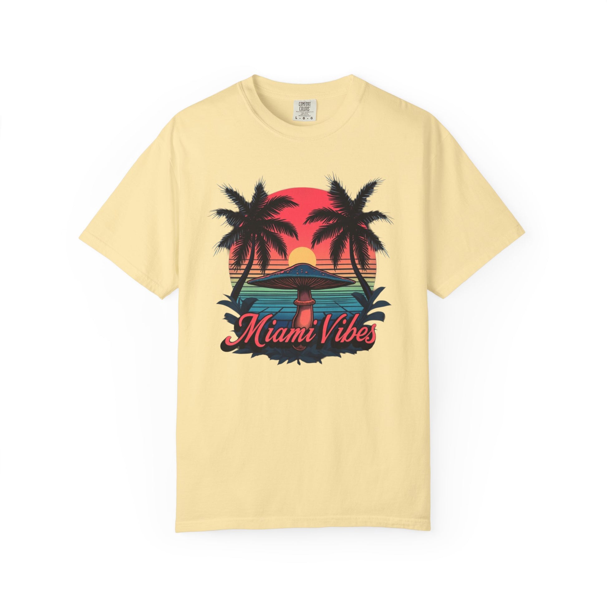Miami Vibes, T-Shirt with Tropical Vibes Design, Summer Apparel, Beachwear, Gift for Vacation Lovers, Relaxed Style - Psychonaut Swag