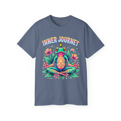Inner Journey Unisex Ultra Cotton Tee - Vibrant Frog Design for Yoga and Meditation - Psychonaut Swag