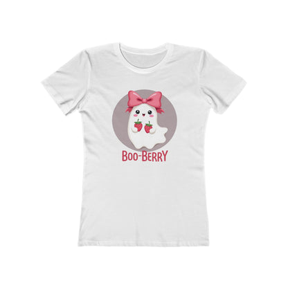 Boo-Berry Ghost Women's Boyfriend Tee | Cute Halloween Shirt, Casual Wear, Fall Fashion, Spooky Season, Trick-or-Treat Graphic Tee