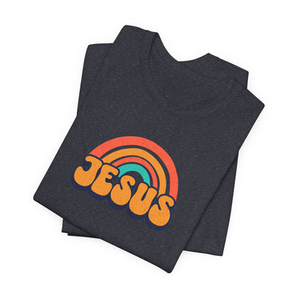 Jesus Rainbow T-Shirt — Retro Christian Faith Tee