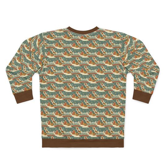 Mothership delivering gifts,  All-Over-Print Sweatshirt — Orange Coastal Vintage Pattern