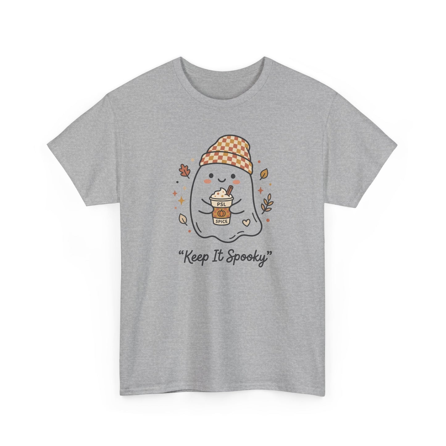 Keep It Spooky Ghost Tee — Cute Fall Halloween Shirt with Pumpkin Latte