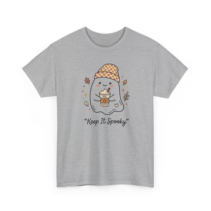 Keep It Spooky Ghost Tee — Cute Fall Halloween Shirt with Pumpkin Latte