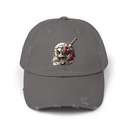 Skull rose, Unisex Distressed Cap - Psychonaut Swag