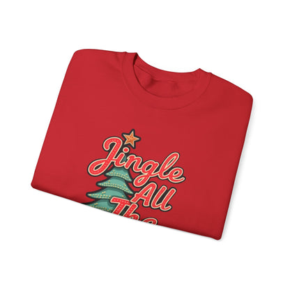 Christmas Sweatshirt — "Jingle All The Way" Retro Tree Holiday Crewneck