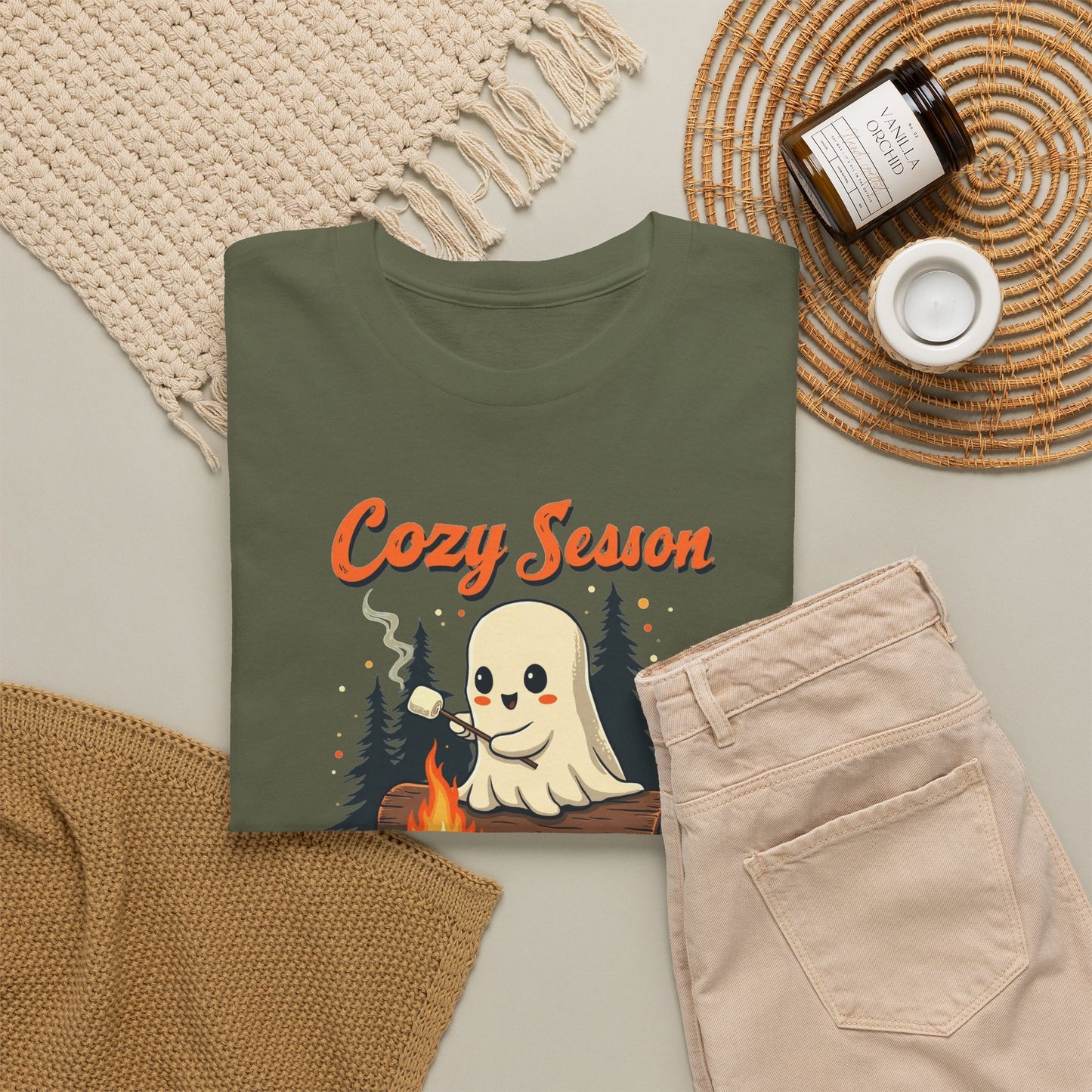 Cozy Season Tee — Cute Ghost Campfire Halloween T-Shirt