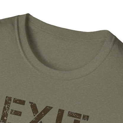 Exit Strategy Unisex Softstyle T-Shirt, Casual Wear, Fun Graphic Tee, Gift for Friends, Statement Shirt, Everyday Comfort - Psychonaut Swag