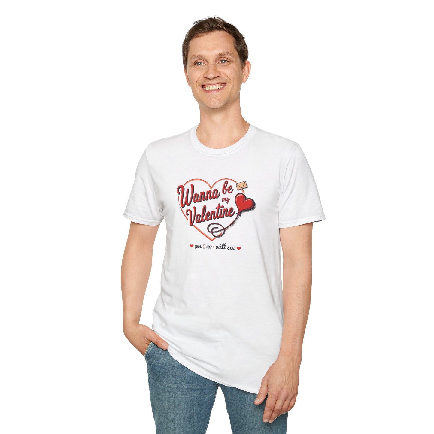 Valentine "Wanna Be My Valentine" T-Shirt - Cute Heart & Love Letter Tee
