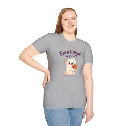 Emotional Support Ghost T-Shirt — Cute Halloween Pumpkin Comfort Tee
