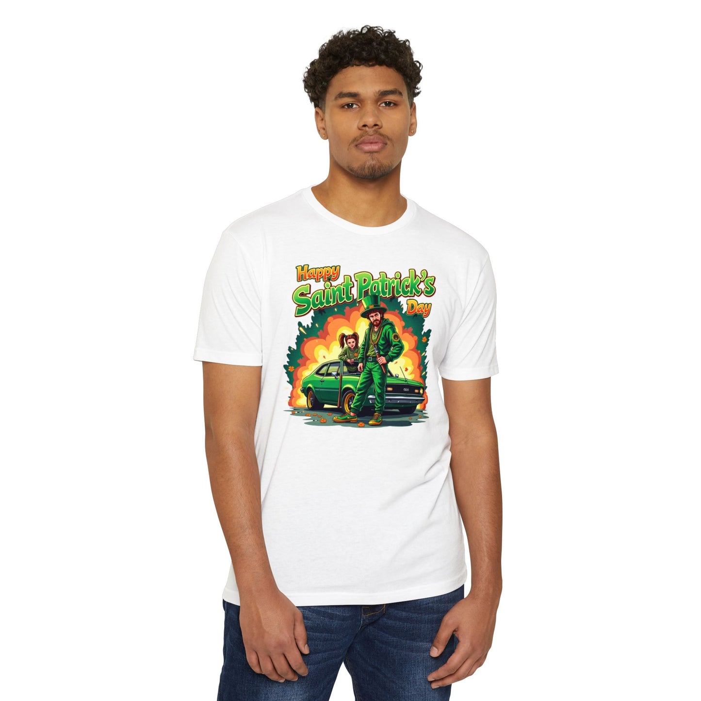 Saint Patrick's Day T-Shirt — "Happy Saint Patrick's Day" Retro Leprechaun Design