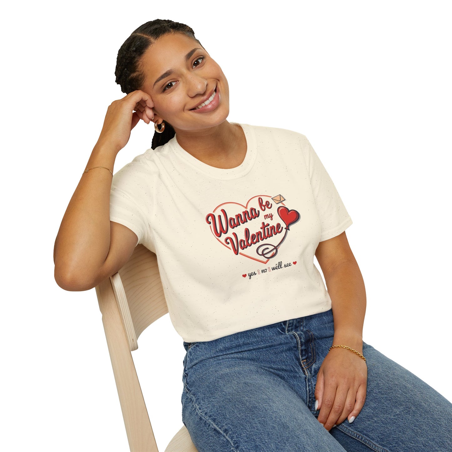 Valentine "Wanna Be My Valentine" T-Shirt - Cute Heart & Love Letter Tee