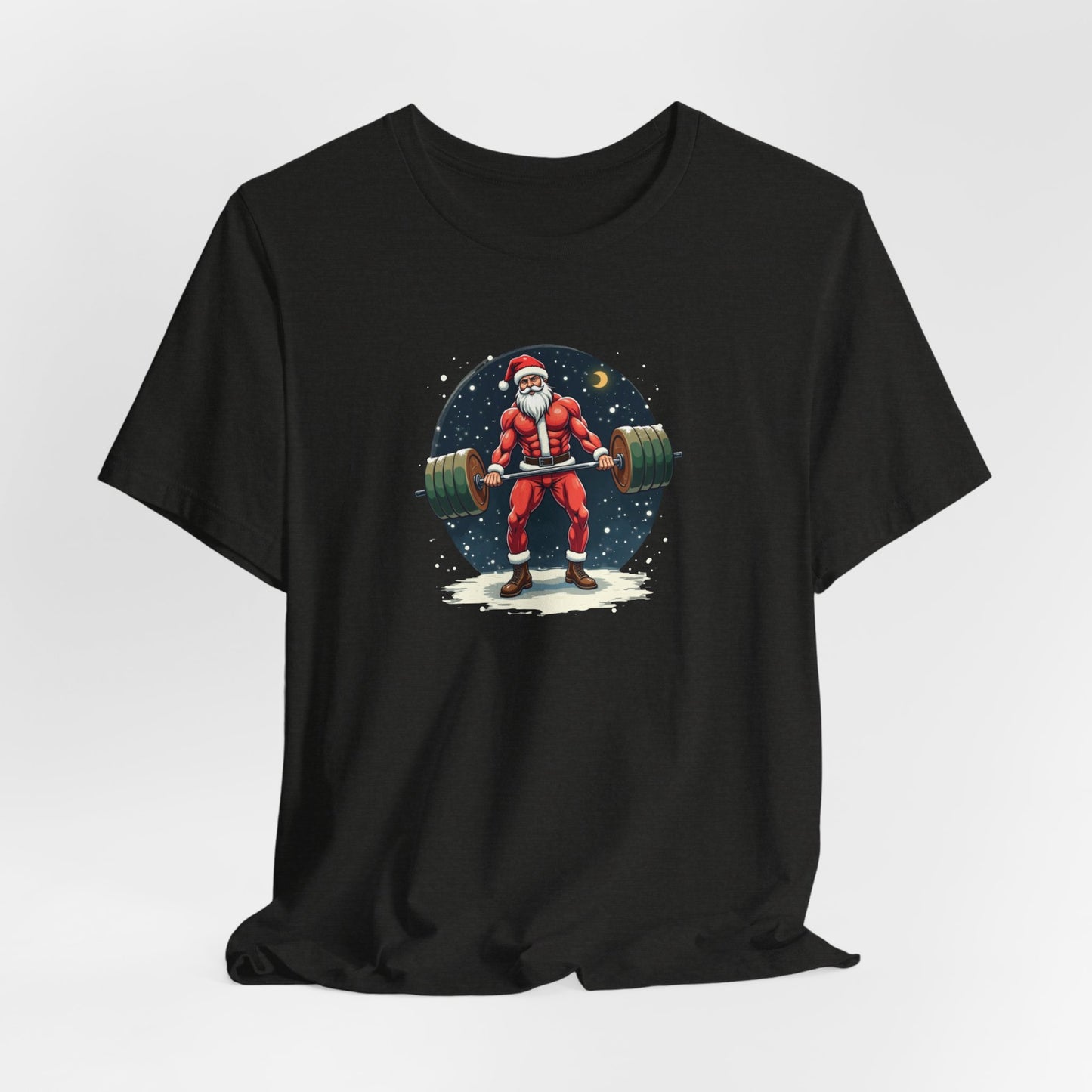Jacked Santa Weightlifting, Unisex Jersey Short Sleeve Tee