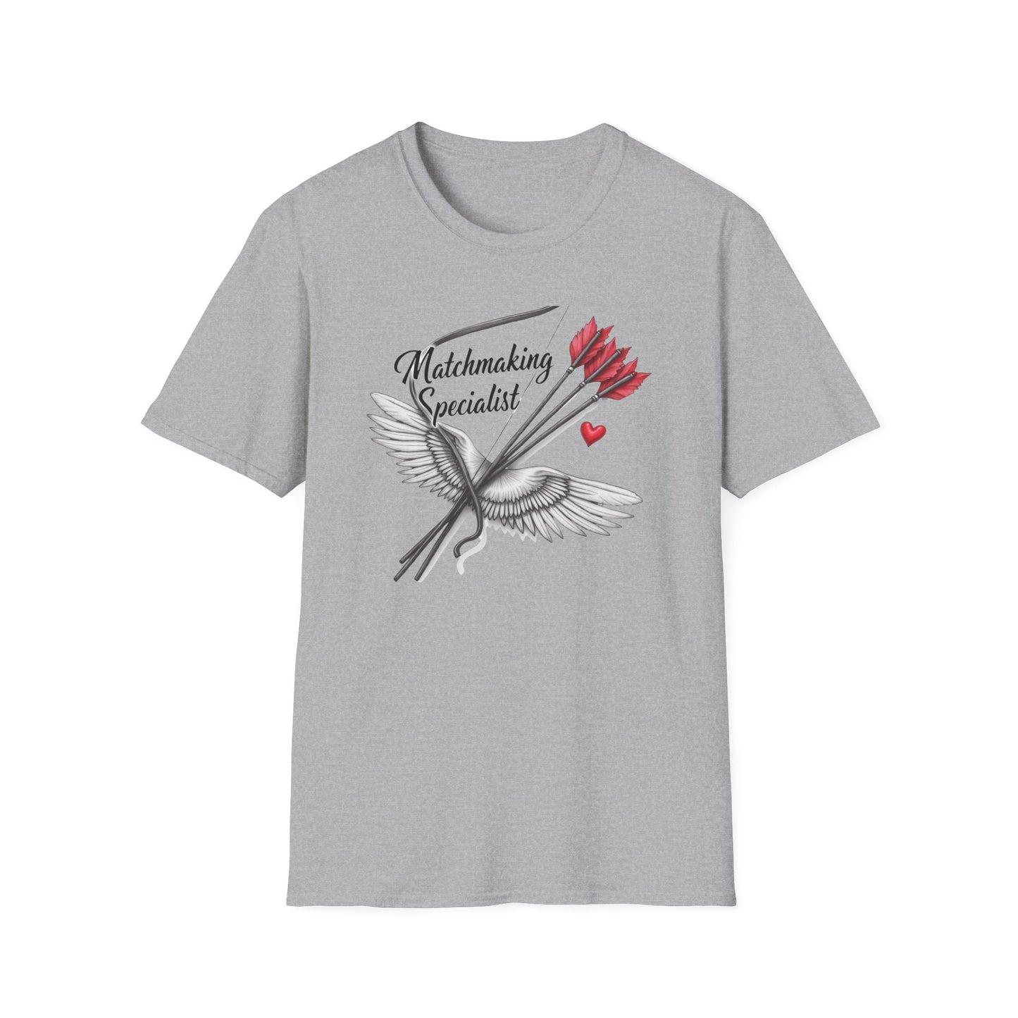 Matchmaking Specialist T-Shirt — Cupid Arrow & Wings Valentine Tee
