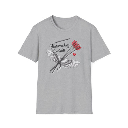 Matchmaking Specialist T-Shirt — Cupid Arrow & Wings Valentine Tee