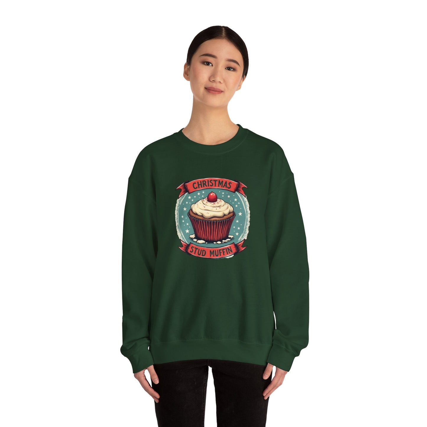Christmas Stud Muffin with Icing Sweatshirt - Cute Holiday Cupcake Crewneck