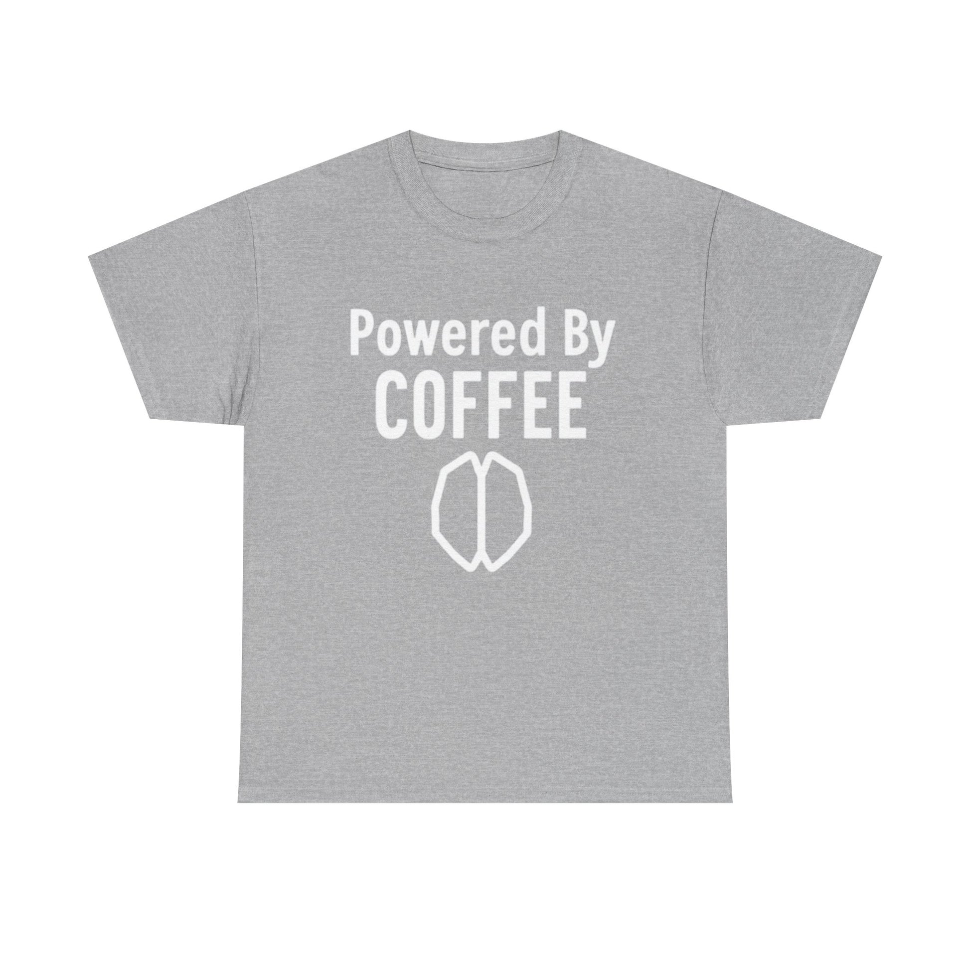 Powered By Coffee Unisex Heavy Cotton Tee, Funny Coffee Lover Shirt, Gift for Barista, Casual Wear, Perfect for Birthdays, Everyday Use - Psychonaut Swag