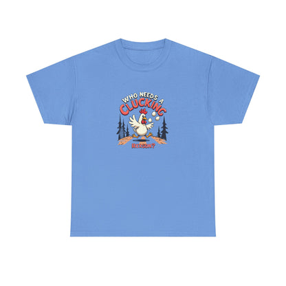 Funny Chicken Crossing Road, Themed Unisex Heavy Cotton Tee - "Who Needs a Clucking Reason?" - Psychonaut Swag
