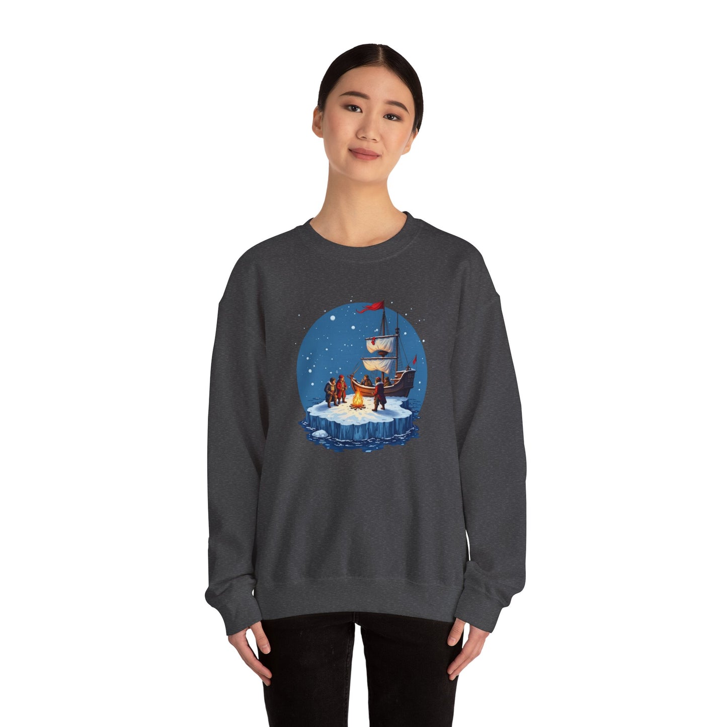 Viking Longship Bonfire, Christmas sweatshirt, Crewneck Sweatshirt
