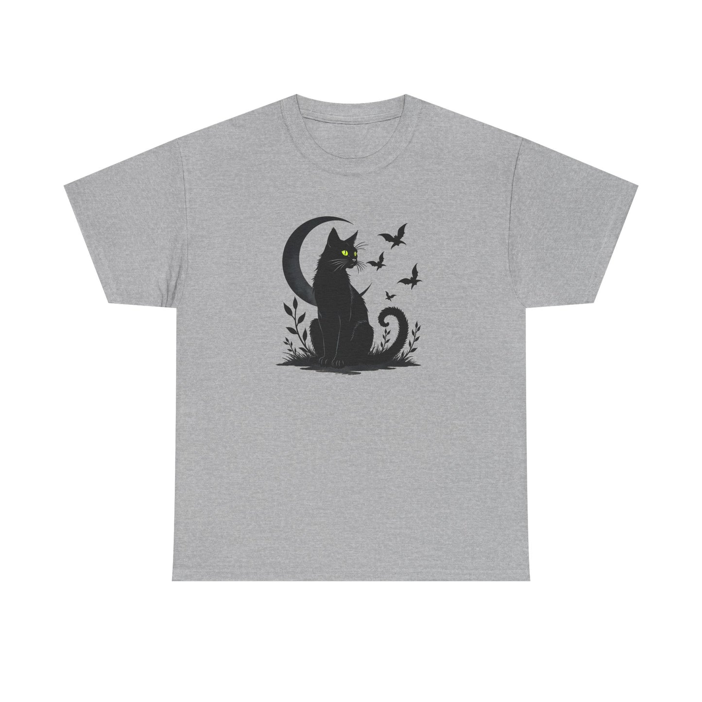 Black Cat Moon T‑Shirt — Gothic Cat Silhouette Tee