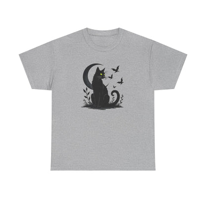 Black Cat Moon T‑Shirt — Gothic Cat Silhouette Tee