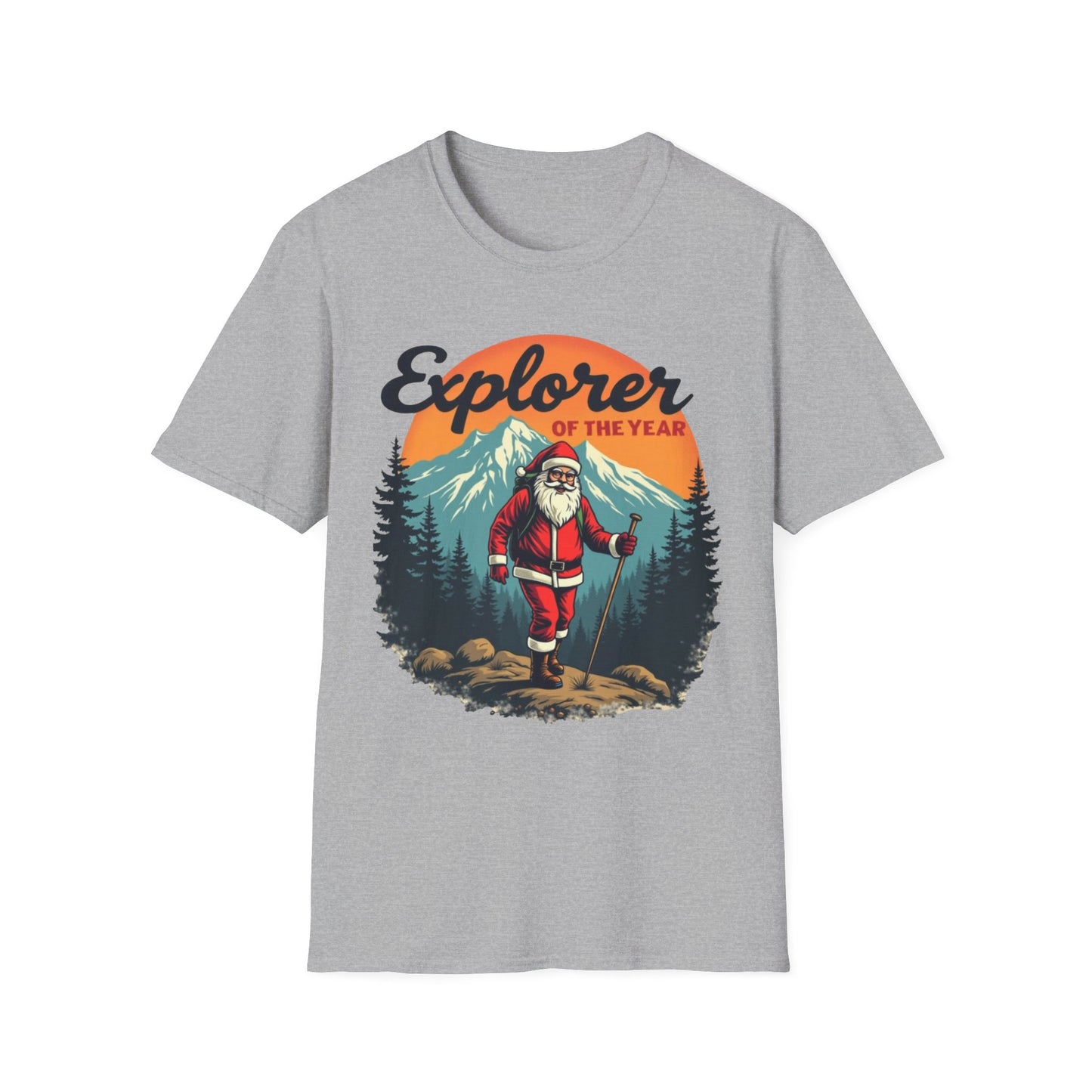 Explorer of the Year T-Shirt — Santa Hiker Vintage Outdoor Christmas Tee
