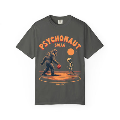 Alien vs Bigfoot, Psychonaut Swag Unisex T-Shirt, Funny Graphic Tee, Unique Gift for Gamers, Outdoor Lovers, Birthday, Casual Wear - Psychonaut Swag