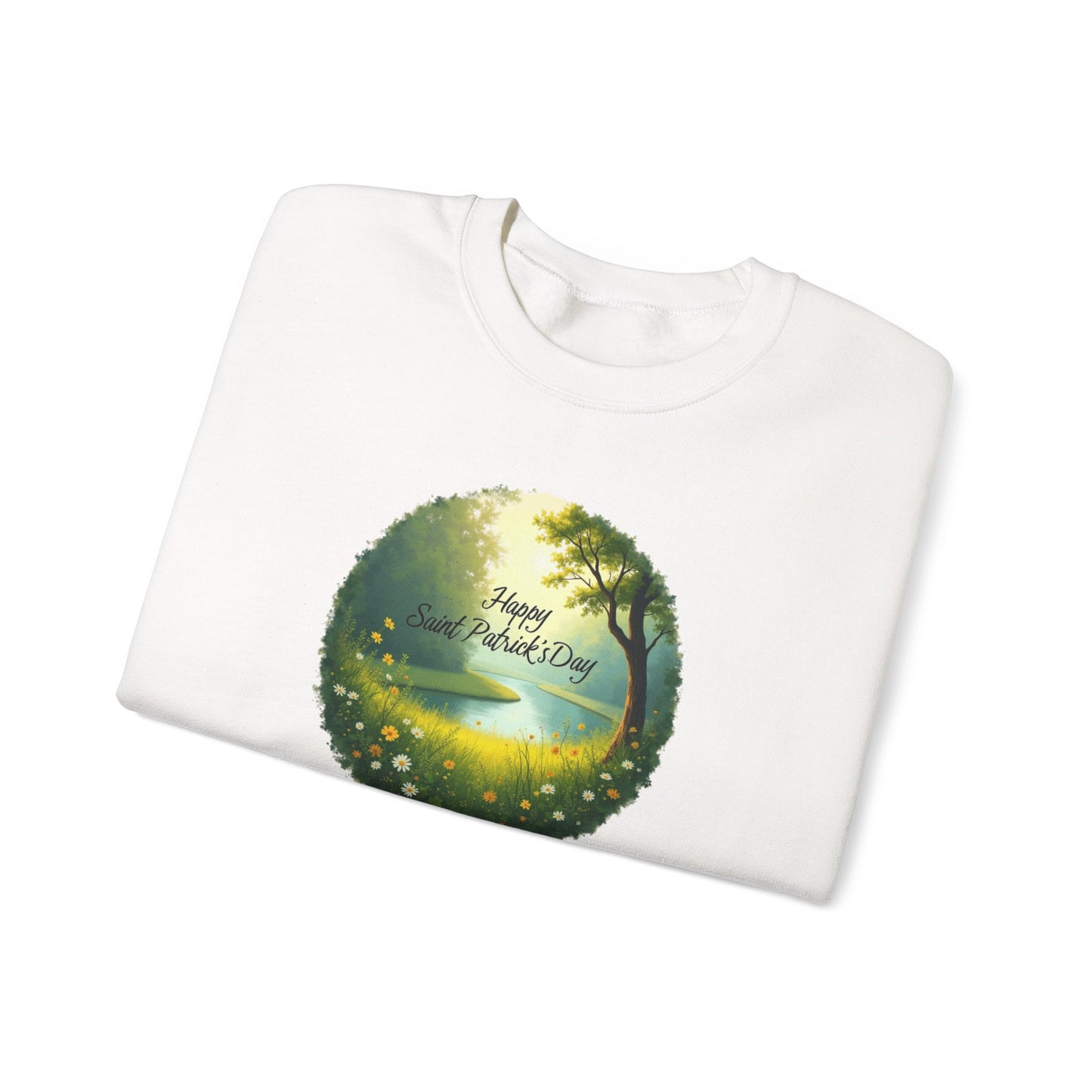 Saint Patrick’s Day Crewneck Sweatshirt — "Happy Earth Day" Nature Graphic