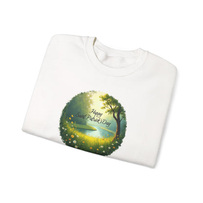 Saint Patrick’s Day Crewneck Sweatshirt — "Happy Earth Day" Nature Graphic