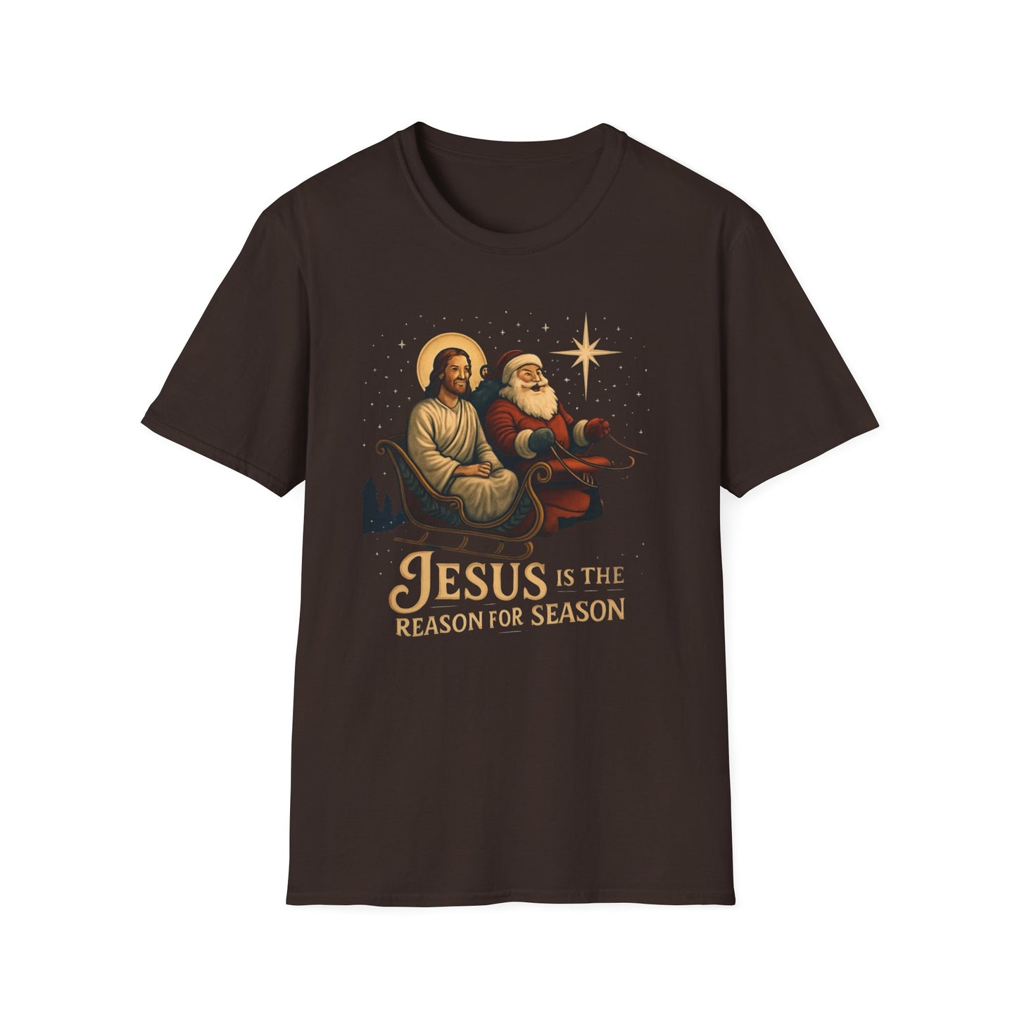 Jesus Is the Reason Of the Season T-Shirt — Vintage Nativity & Santa Christmas Tee