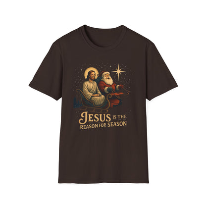 Jesus Is the Reason Of the Season T-Shirt — Vintage Nativity & Santa Christmas Tee