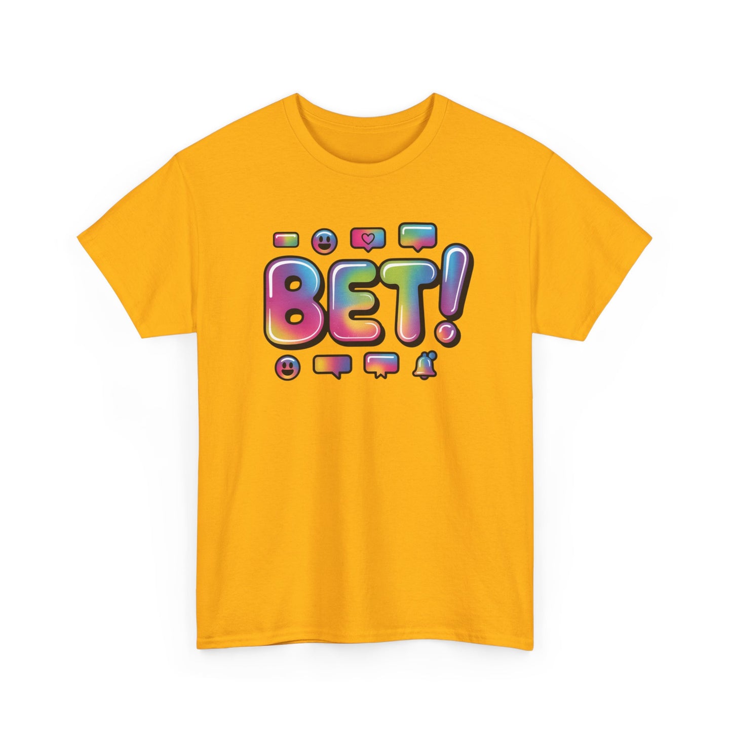 Bet! Colorful Speech Bubble Graphic Tee — Casual Youth Streetwear T-Shirt