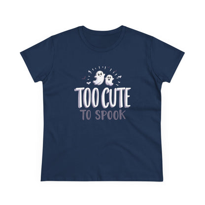 Too Cute to Spook Women's Cotton Tee, Halloween T-Shirt, Ghostly Graphic Tee, Casual Fall Apparel, Fun Halloween Outfit