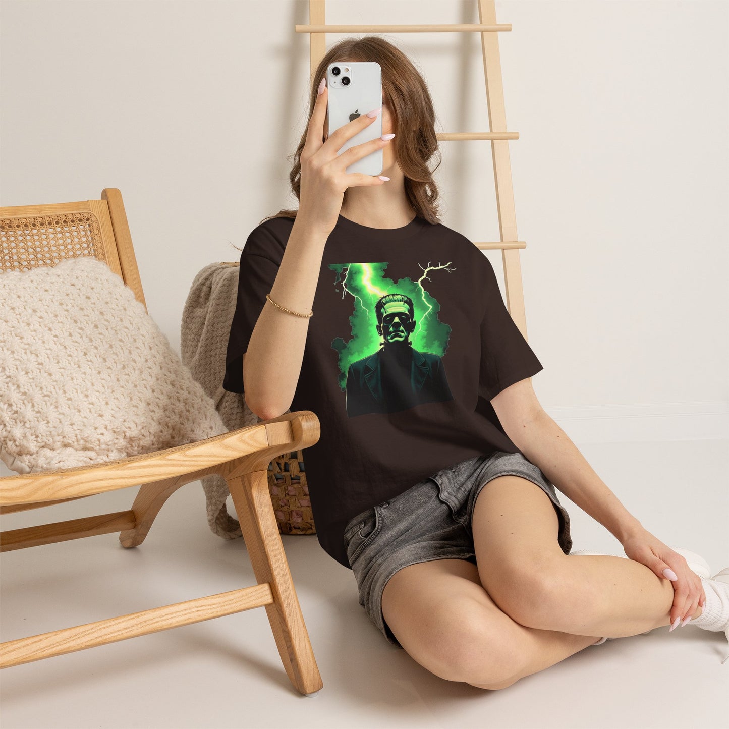 O.G. Frankenstein Lightning Tee – Neon Green Monster Graphic T-Shirt