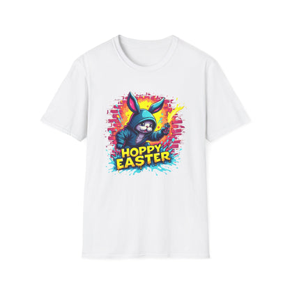 Easter Bunny 'Hoppy Easter' T-Shirt — Colorful Neon Bunny Graphic Tee