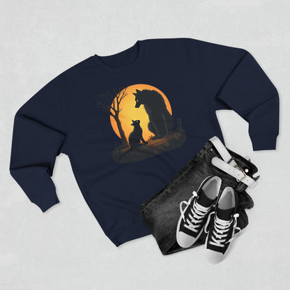 Wolf and Cat Sunset Crewneck Sweatshirt