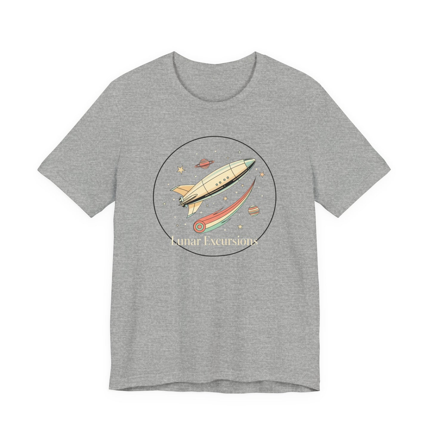 Lunar Excursion Rocket T‑Shirt — Retro Space Graphic Tee