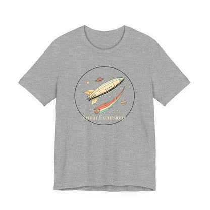 Lunar Excursion Rocket T‑Shirt — Retro Space Graphic Tee