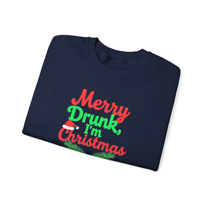 Christmas Sweatshirt — "Merry Drunk, I'm Christmas" Funny Holiday Crewneck