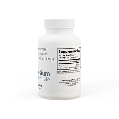 Magnesium Glycinate Capsules — Stress Relief, Better Sleep & Muscle Cramp Support (60 ct)