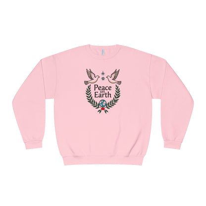 Peace on Earth Crewneck Sweatshirt — Holiday Dove & Laurel Graphic