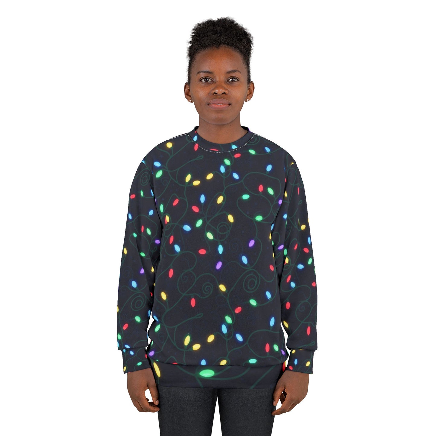 Christmas String Lights Sweatshirt — Holiday Light Pattern Pullover