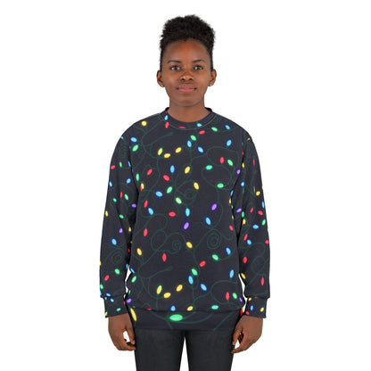 Christmas String Lights Sweatshirt — Holiday Light Pattern Pullover