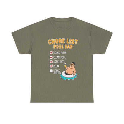 Chore List Pool Dad T-Shirt, Summer BBQ Tee, Father's Day Gift, Relaxation Shirt, Unisex Beachwear - Psychonaut Swag