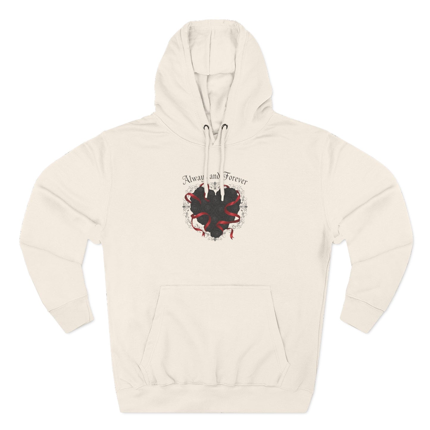 Rose Heart Hoodie — "Always and Forever" Gothic Floral Fleece Pullover