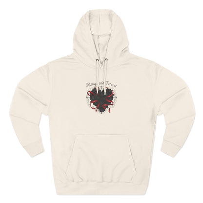 Rose Heart Hoodie — "Always and Forever" Gothic Floral Fleece Pullover