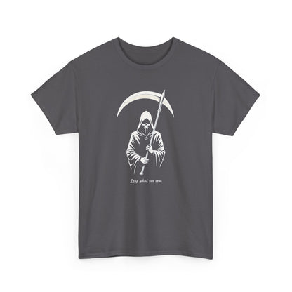 Grim Reaper Scythe T-Shirt — "Reap what you sew” Goth Graphic Tee