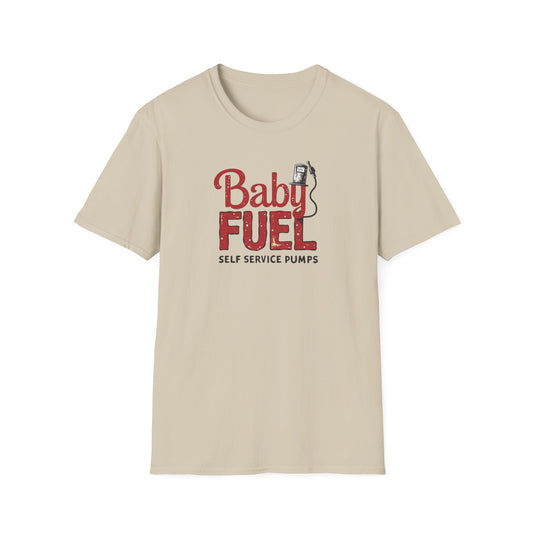 Baby Fuel, Vintage PumpThemed Unisex T-Shirt, Funny Baby Fuel Shirt, Gift for Car Lovers, Automotive Tee, Casual Everyday Wear - Psychonaut Swag
